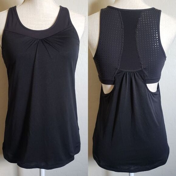 Athleta Small Black Gel Mesh Supercharged 2-in-1‎ Shelf Bra Tank Top Small Black - Picture 1 of 16